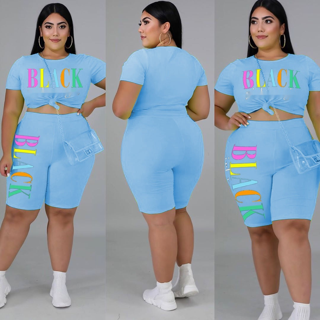 🩷 Ensemble Décontracté Femme Grande Taille – Style Lettré & Chic