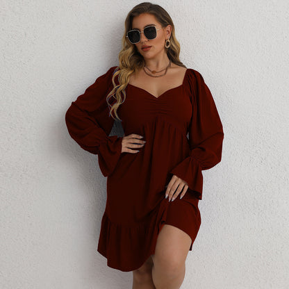 👗 Robe Bordeaux Ample – Style Décontracté Européen & Américain