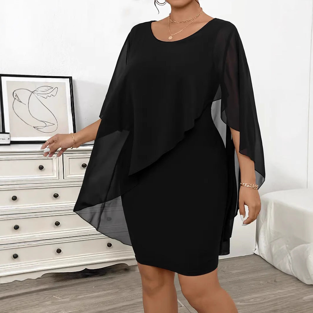 👗 Robe Mousseline Femme – Grande Taille avec Châle & Coupe Cintrée