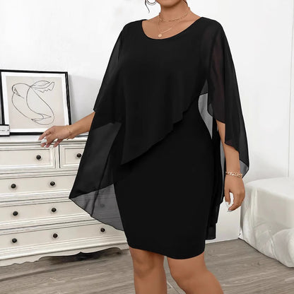 👗 Robe Mousseline Femme – Grande Taille avec Châle & Coupe Cintrée