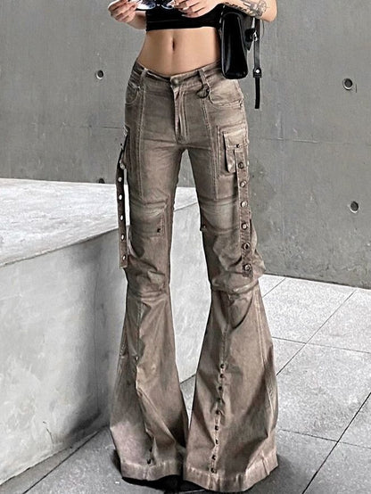 👖 Jean Skinny Marron Délavé – Grande Taille Femme