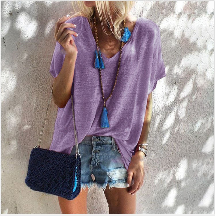 👗 Robe ample grande taille femme – Col V & manches courtes | XL-Charmes