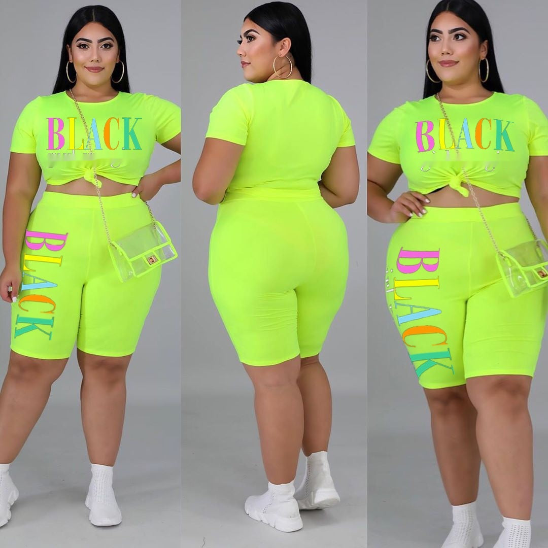 🩷 Ensemble Décontracté Femme Grande Taille – Style Lettré & Chic