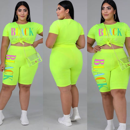 🩷 Ensemble Décontracté Femme Grande Taille – Style Lettré & Chic