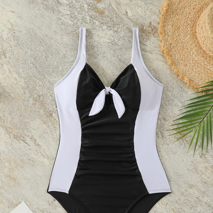 🩱 Maillot Une Pièce Noir & Blanc – Coupe Classique Contrastée | XL-Charmes