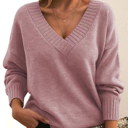 🧶 Pull Femme Col V Ample en Maille – Automne-Hiver | XL-Charmes