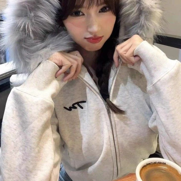 🧥 Manteau Court Rétro Femme – Col Fourrure & Velours | XL-Charmes