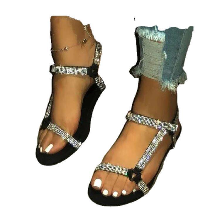 🥿 Sandales Plates Strass Grande Taille – Élégantes & Confortables | XL-Charmes