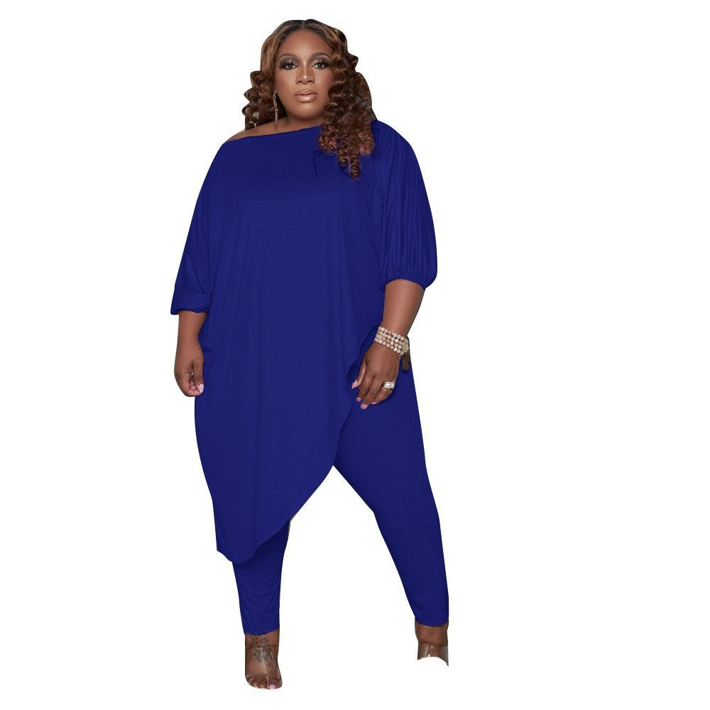 🩳 Ensemble Deux Pièces Ample – Col Bateau, Style Printemps-Automne