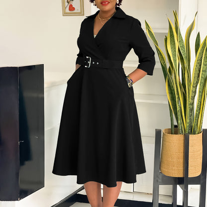 👗 Robe à Revers Chic Femme – Grande Taille & Style Tendance | XL-Charmes