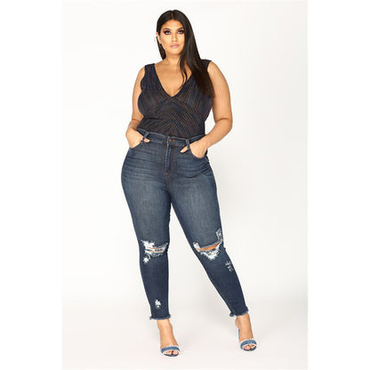 👖 Jean Stretch Déchiré Femme – Taille Haute & Grande Taille