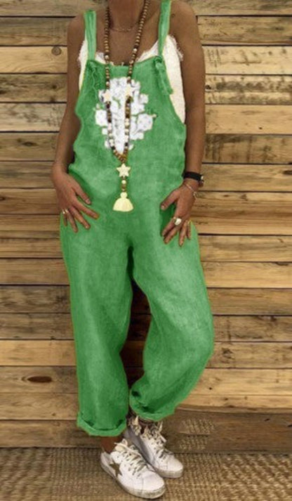 🩳 Salopette Femme Imprimée – Coton & Lin Grande Taille Été 2024