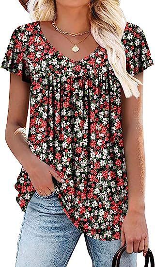 👚 T-shirt Sans Manches Fleuri – Haut d'Été Femme Grande Taille