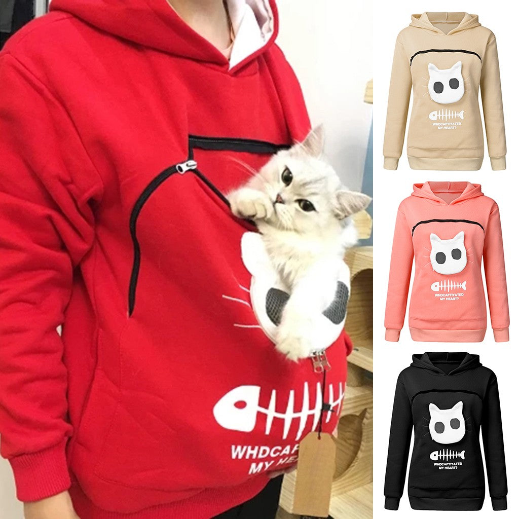 🧥 Sweat à capuche femme avec poche chat – Grande taille cosy & mignon | XL-Charmes