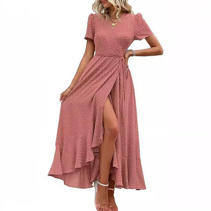 👗 Robe de Plage Plissée à Fente – Été Décontracté Femme | XL-Charmes