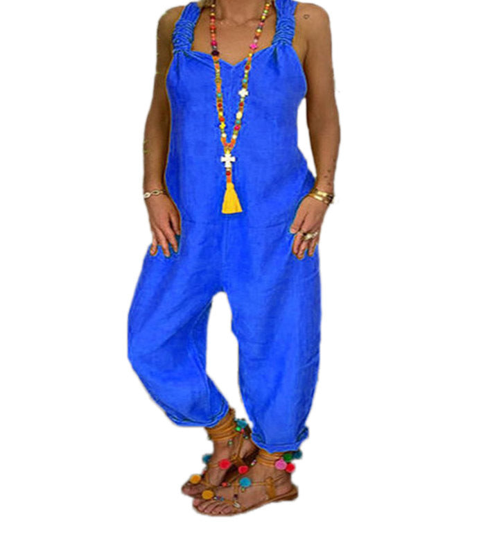 👖 Pantalon à bretelles en lin grande taille – Look décontracté femme | XL-Charmes