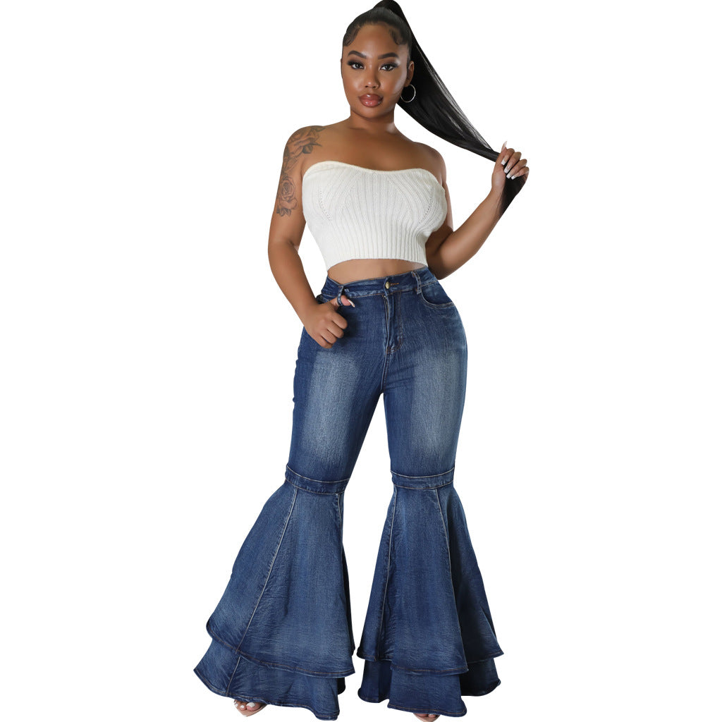 👖 Jean Évasé Stretch Femme – Taille Haute & Jambes Larges | Style Tendance