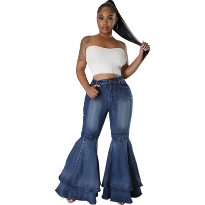👖 Jean Évasé Stretch Femme – Taille Haute & Jambes Larges | Style Tendance