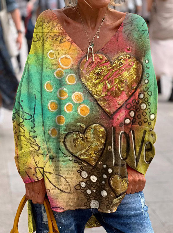 👚 Haut Imprimé Fendu Femme – Décontracté Urbain Grande Taille