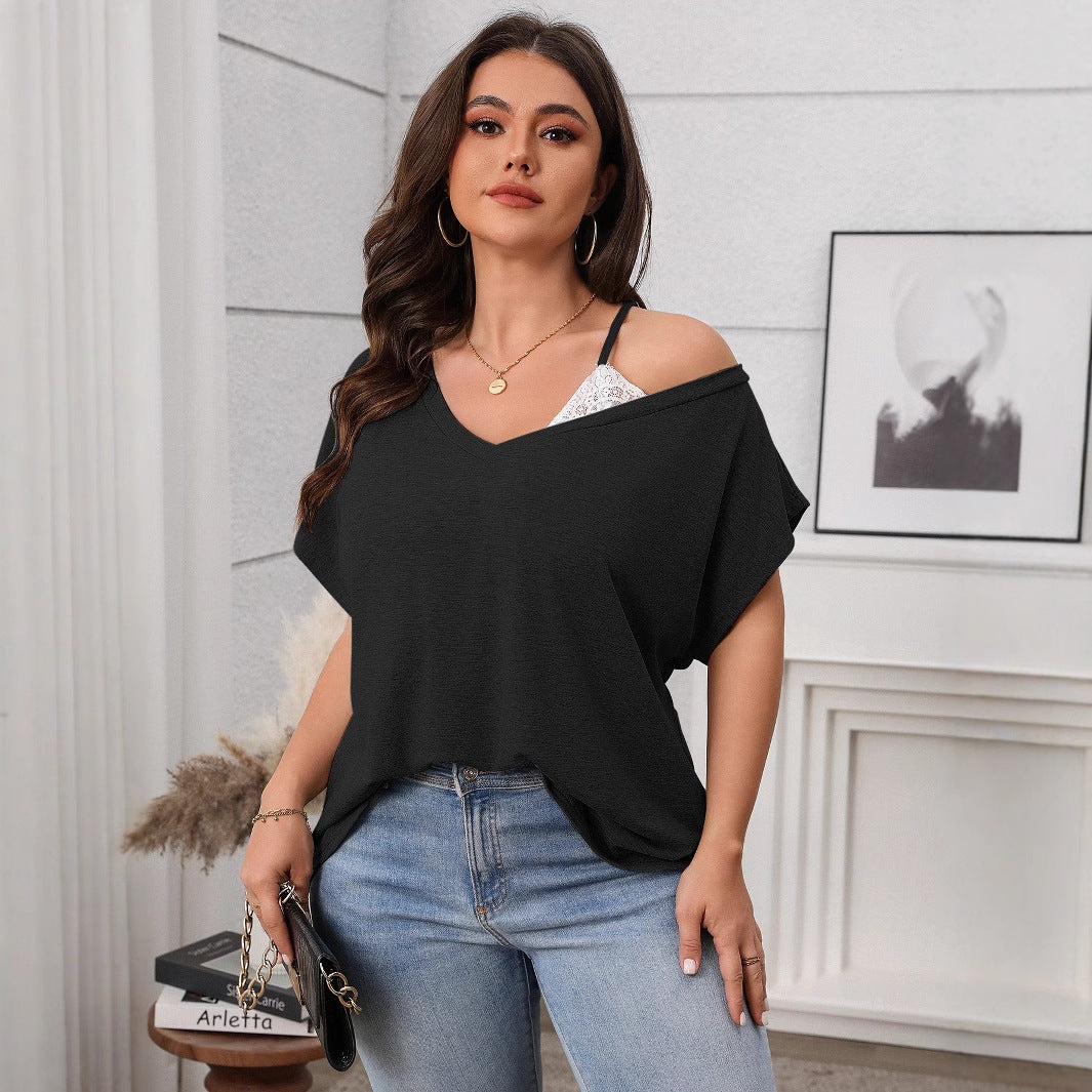 👚 Pull Femme Grande Taille – Épaules Tombantes & Manches Chauve-souris