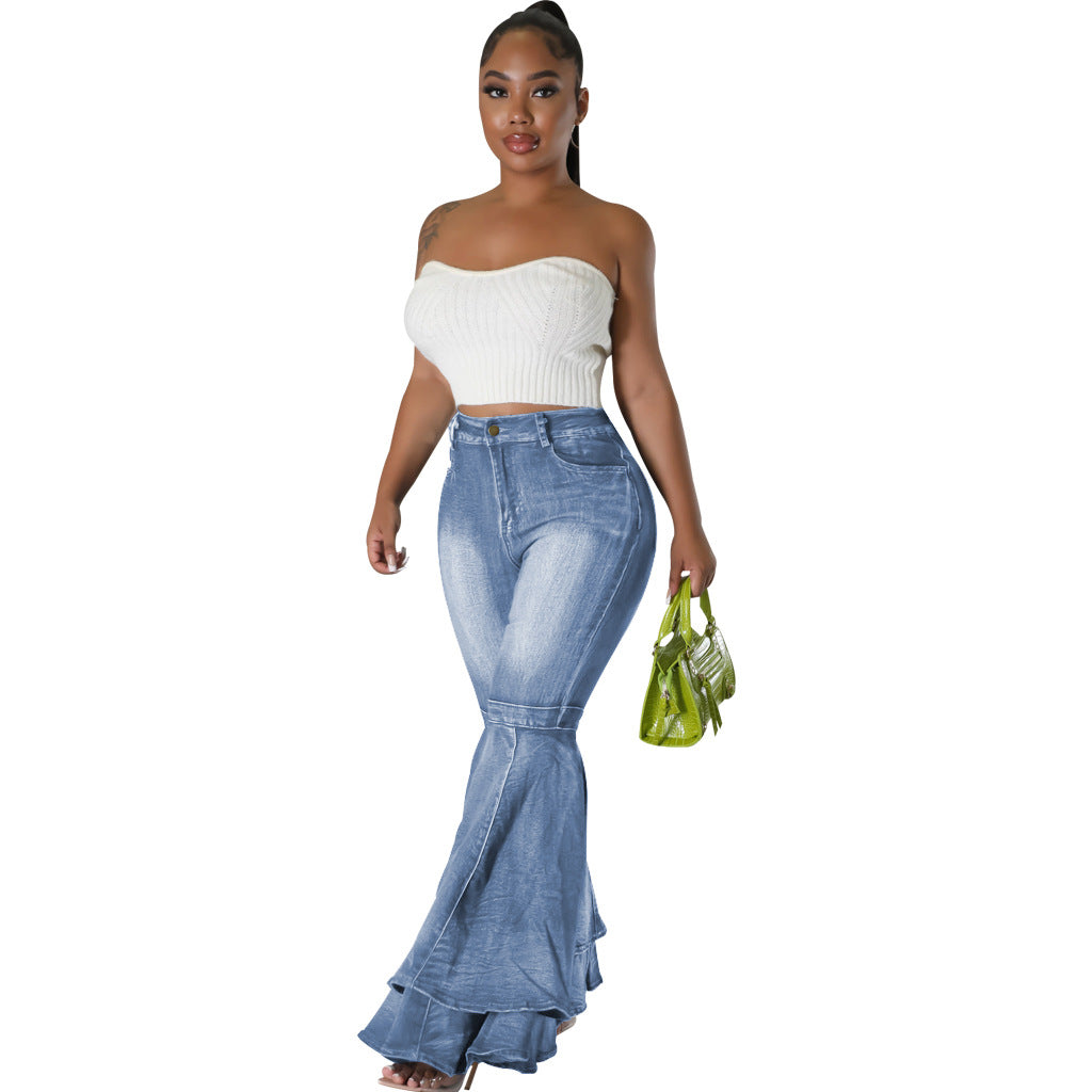 👖 Jean Évasé Stretch Femme – Taille Haute & Jambes Larges | Style Tendance