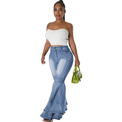 👖 Jean Évasé Stretch Femme – Taille Haute & Jambes Larges | Style Tendance