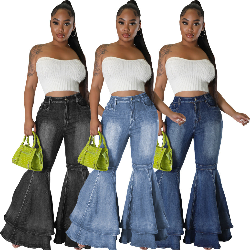 👖 Jean Évasé Stretch Femme – Taille Haute & Jambes Larges | Style Tendance