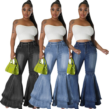 👖 Jean Évasé Stretch Femme – Taille Haute & Jambes Larges | Style Tendance