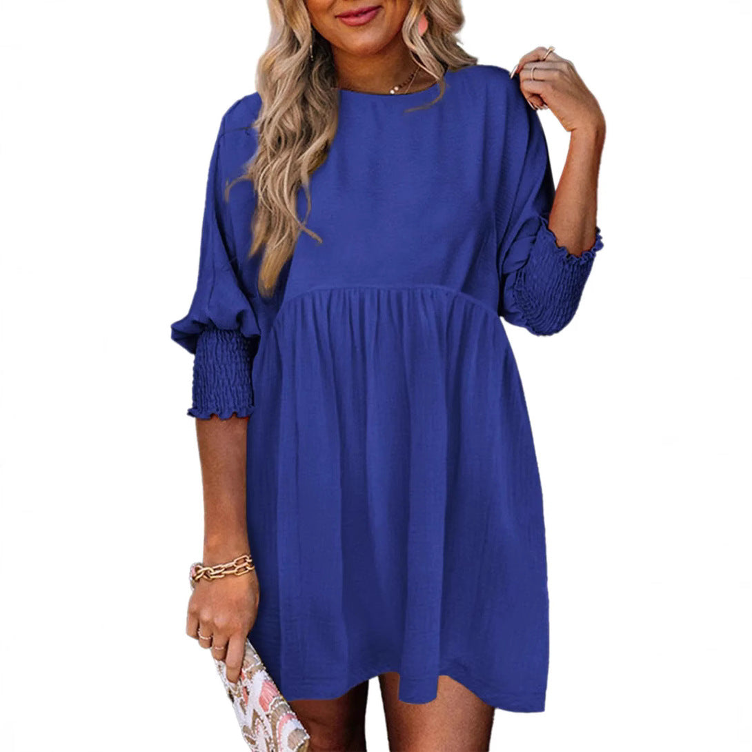 👗 Robe Décontractée Femme – Col Rond & Poignets Ceinturés | XL-Charmes