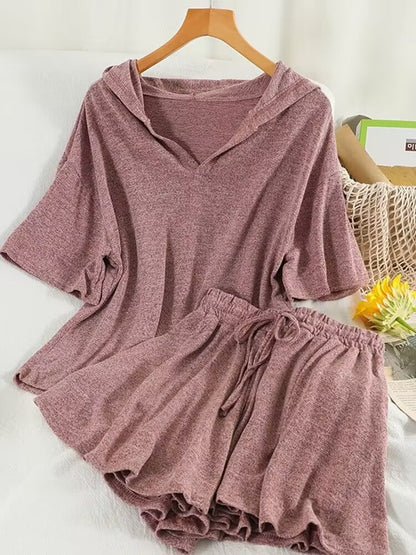 ☀️ Ensemble 2 Pièces Femme – Ample à Capuche & Manches Courtes | XL-Charmes