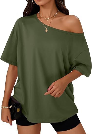 👚 T-shirt Décontracté Col Diagonal Femme – Élégant & Confortable | XL-Charmes