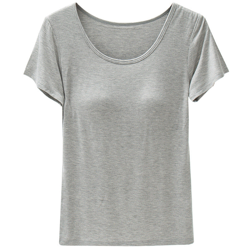 👚 T-shirt Modal Femme – Manches Courtes & Coussinet Poitrine | XL-Charmes