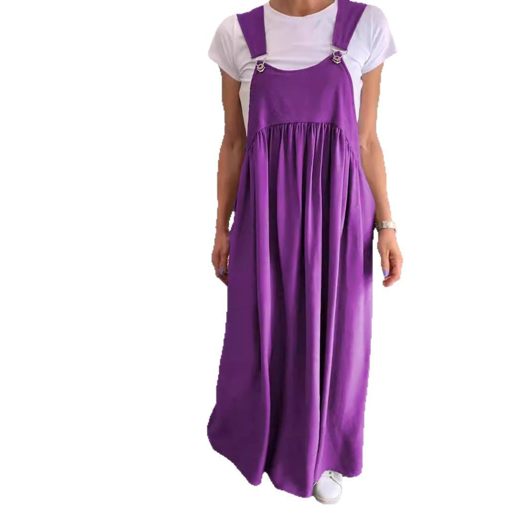 👗 Robe Longue Bretelles Coton & Lin Femme – Élégance Décontractée