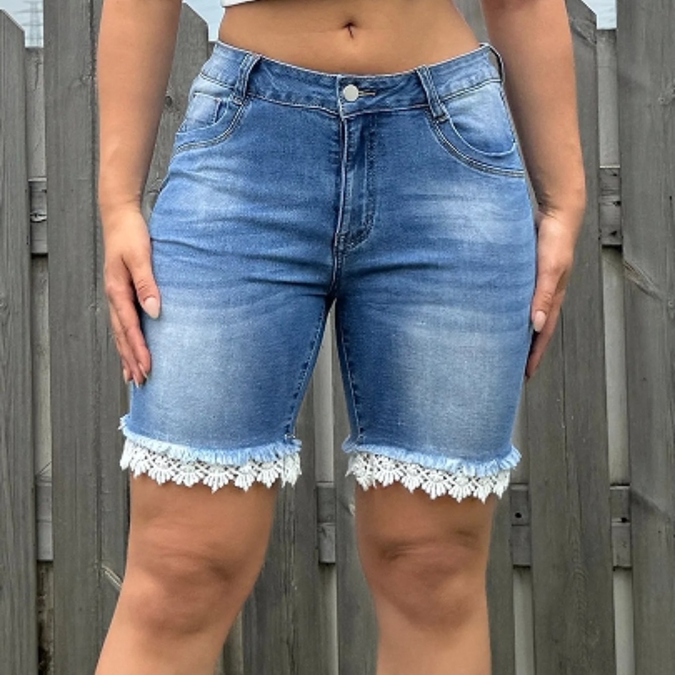 🩳 Short Jean Bleu Clair Femme – Taille Haute Chic | XL-Charmes