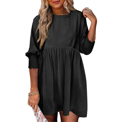 👗 Robe Décontractée Femme – Col Rond & Poignets Ceinturés | XL-Charmes