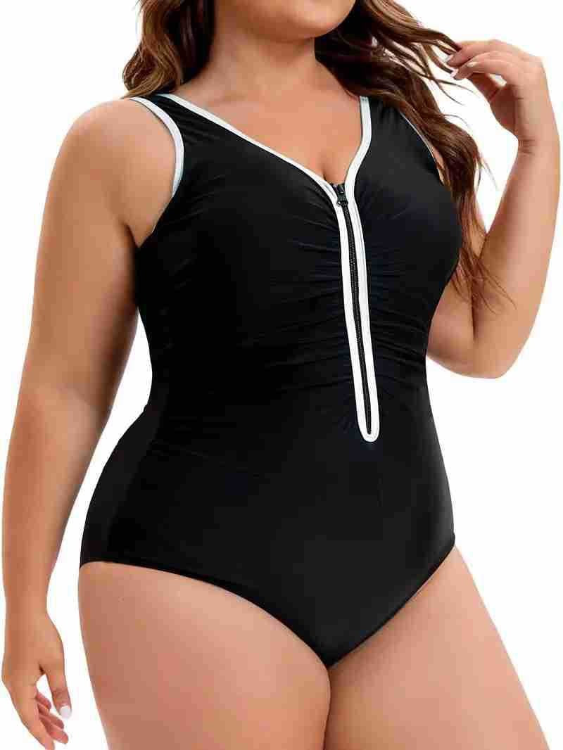🩱 Maillot 1 Pièce à Col V – Grande Taille Élégant & Confort | XL-Charmes