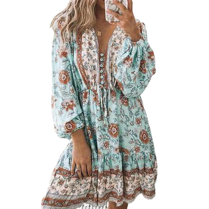 👗 Robe Bohème Taille Haute Femme – Trapèze en Rayonne | XL-Charmes