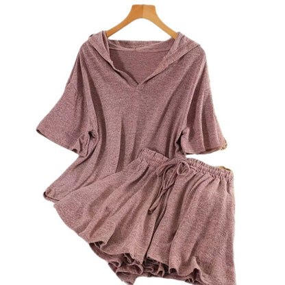 ☀️ Ensemble 2 Pièces Femme – Ample à Capuche & Manches Courtes | XL-Charmes