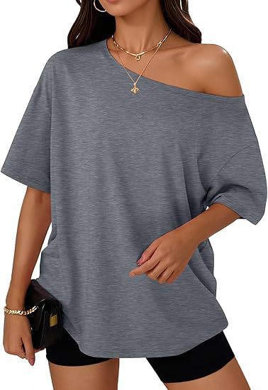 👚 T-shirt Décontracté Col Diagonal Femme – Élégant & Confortable | XL-Charmes