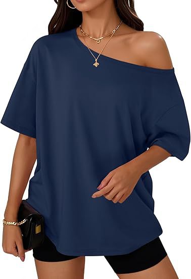 👚 T-shirt Décontracté Col Diagonal Femme – Élégant & Confortable | XL-Charmes