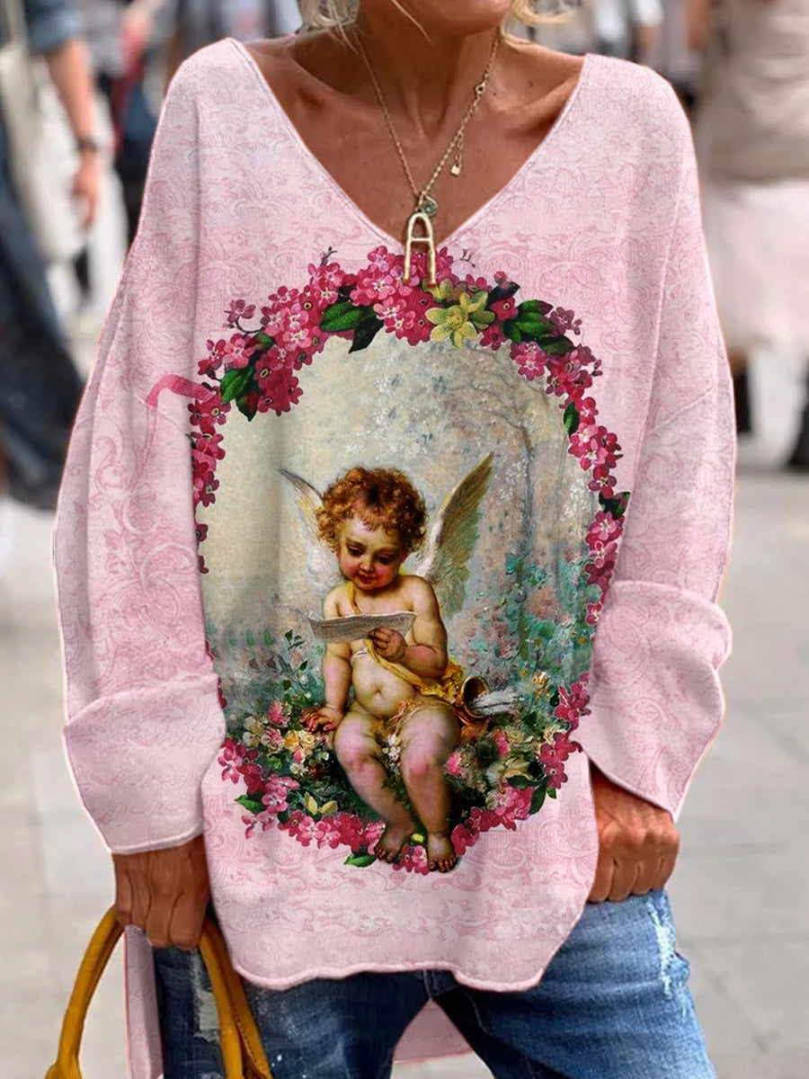 👚 Haut Imprimé Fendu Femme – Décontracté Urbain Grande Taille