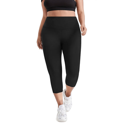 👖 Pantalon Yoga Court Femme – Grande Taille Moulant avec Poches