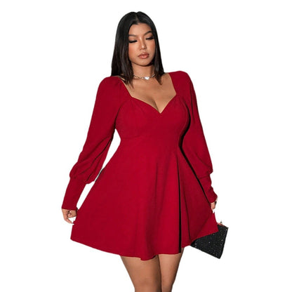 👗 Robe Rouge Taille Haute Femme – Grande Taille Élégante | XL-Charmes