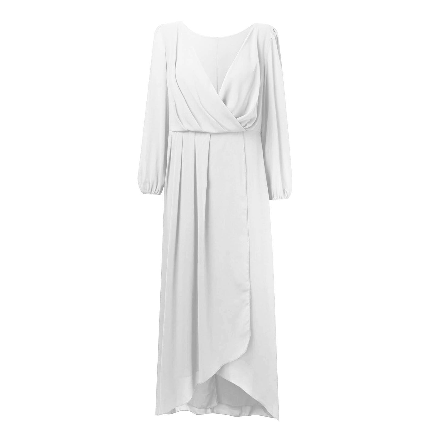 👗 Robe Soirée Col V Femme – Ample & Élégante Manches Longues | XL-Charmes