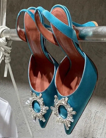 👠 Chaussures Baotou Rosées – Talons & Boucle Strass Grande Taille