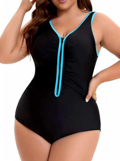 🩱 Maillot 1 Pièce à Col V – Grande Taille Élégant & Confort | XL-Charmes
