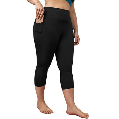 👖 Pantalon Yoga Court Femme – Grande Taille Moulant avec Poches
