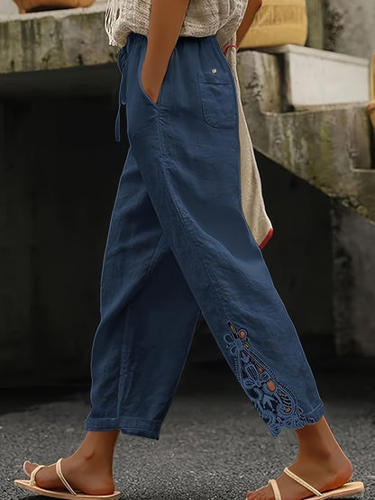 👖 Pantalon Droit Femme – Cordon de Serrage & Dentelle | XL-Charmes