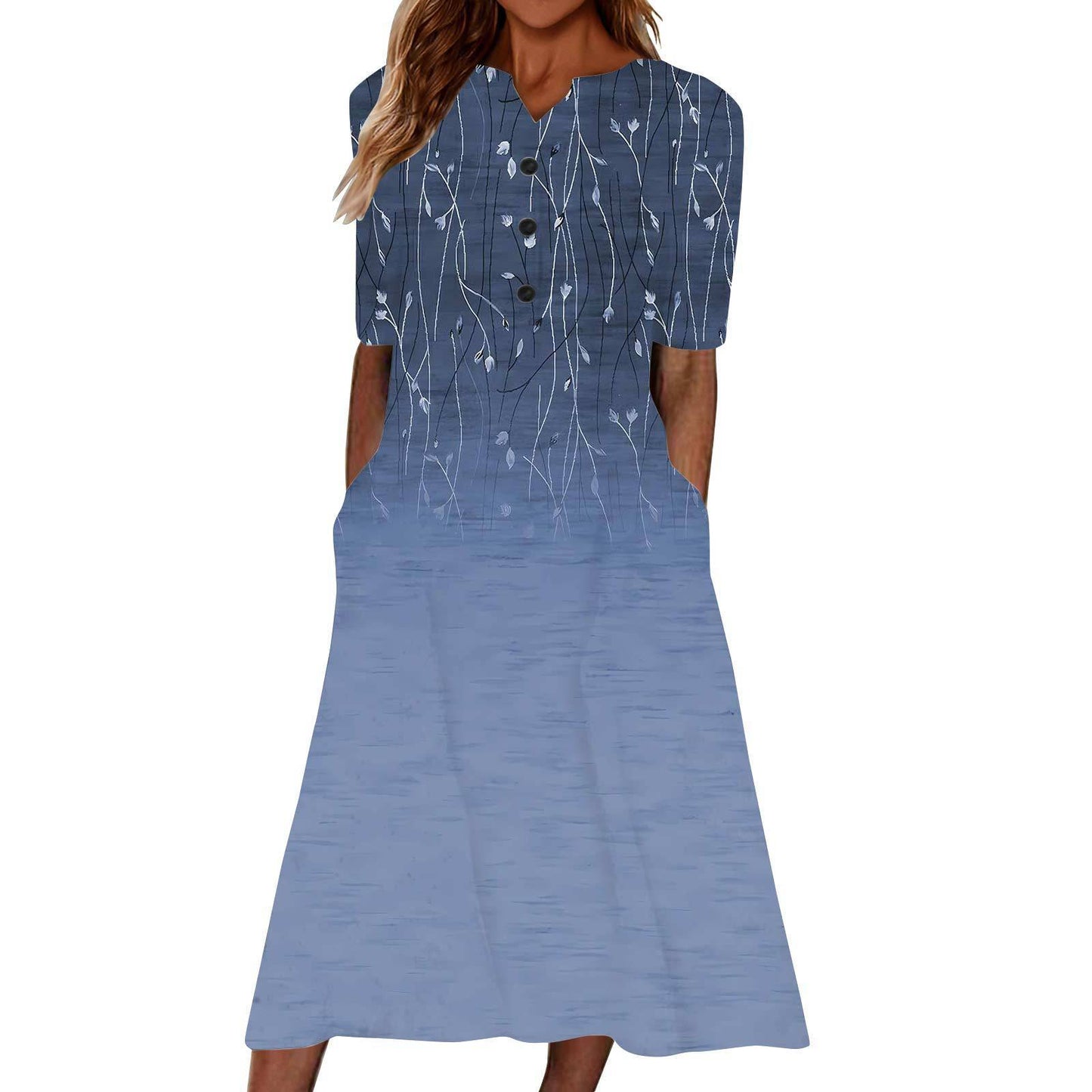 👗 Robe Été Midi Décontractée avec Poches – Manches Courtes ou Longues | XL-Charmes