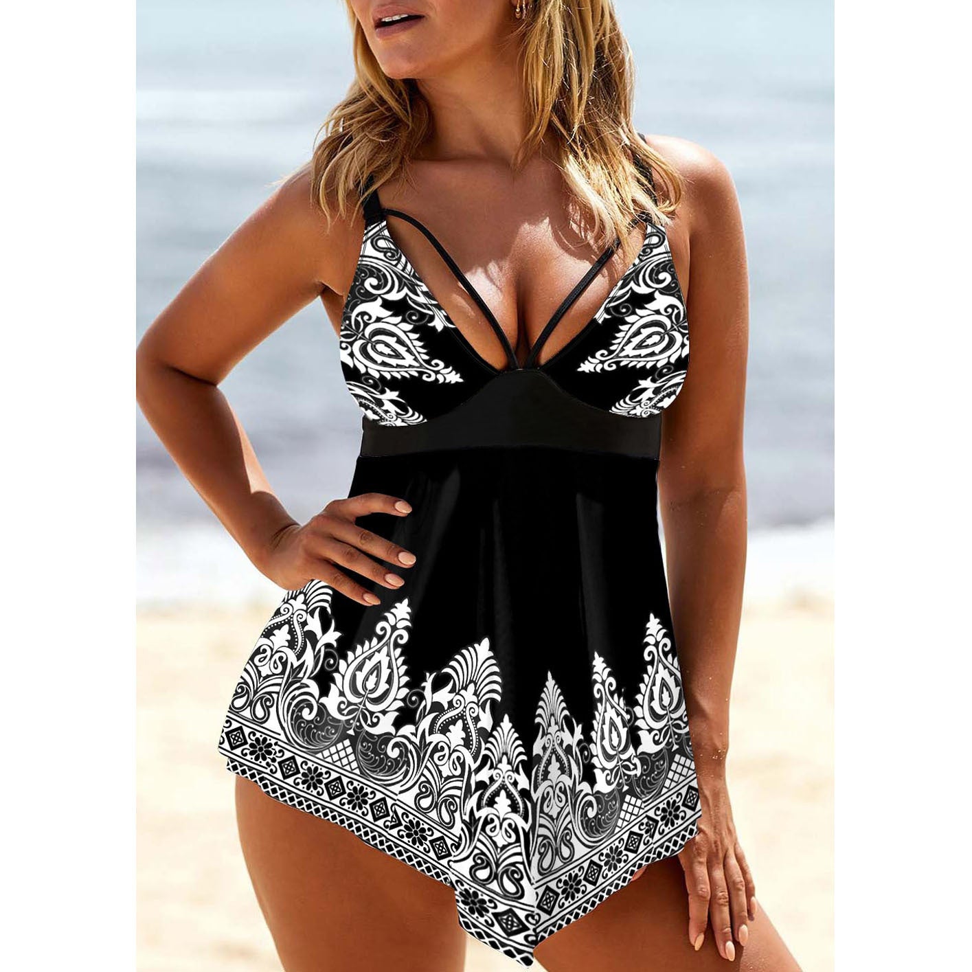 👙 Maillot 1 Pièce Femme – Grande Taille à Bretelles & Décolleté V